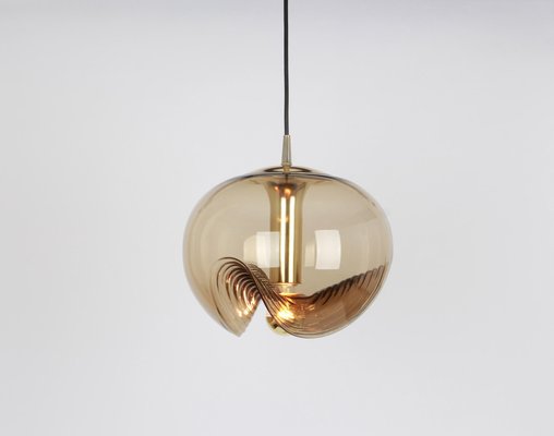 Large Smoked Glass Pendant Light from Peill & Putzler, Germany, 1970s-UGR-1085791