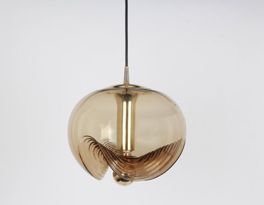 Large Smoked Glass Pendant Light from Peill & Putzler, Germany, 1970s-UGR-1085933