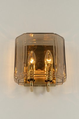 Large Smoked Glass Sconce by Limburg, Germany, Set of 2-UGR-1301202