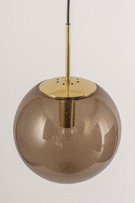 Large Smoky Glass Ball and Brass Pendant Lamp from Limburg, Germany, 1970s-UGR-1294407