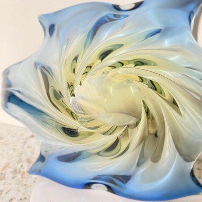 Large Sommerso Murano Centerbowl in Blue & Amber-OLQ-1736661