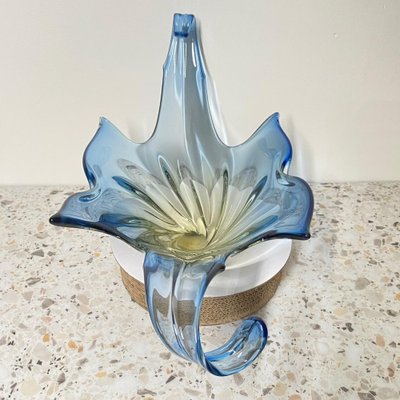 Large Sommerso Murano Centerbowl in Blue & Amber-OLQ-1736661