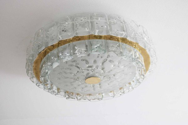 Large Space Age Ceiling Lamp in Ice Glass with 48 Tubes from Doria, 1960s-FJP-1771558