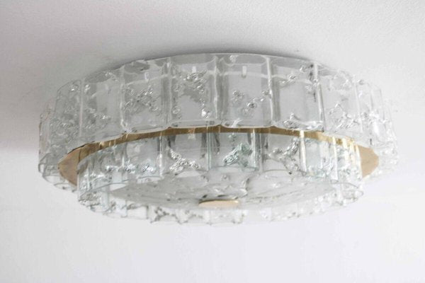 Large Space Age Ceiling Lamp in Ice Glass with 48 Tubes from Doria, 1960s-FJP-1771558