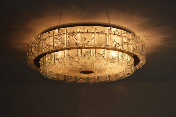 Large Space Age Ceiling Lamp in Ice Glass with 48 Tubes from Doria, 1960s-FJP-1771558