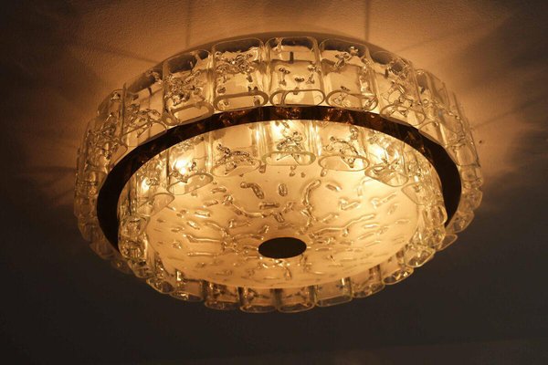 Large Space Age Ceiling Lamp in Ice Glass with 48 Tubes from Doria, 1960s-FJP-1771558