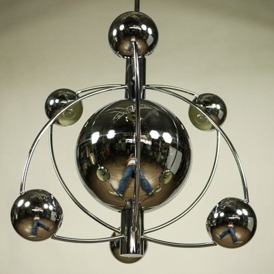 Large Space Age Chrome Sputnik Pendant Lamp, 1950s-FUP-552280