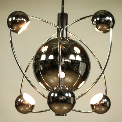 Large Space Age Chrome Sputnik Pendant Lamp, 1950s-FUP-552280