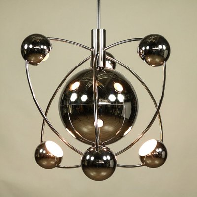 Large Space Age Chrome Sputnik Pendant Lamp, 1950s-FUP-552280