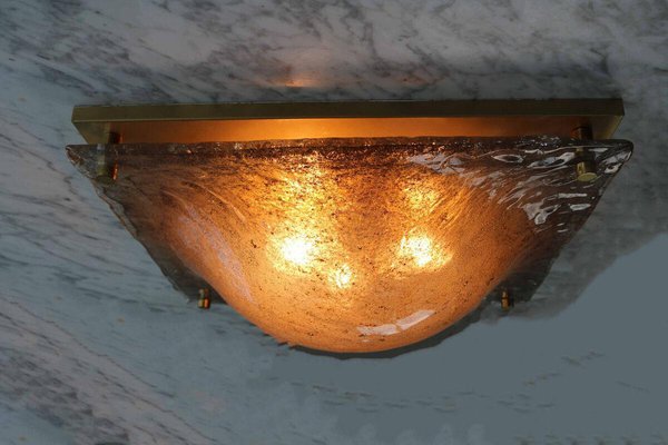 Large Space Age Murano Ice Glass Ceiling Lamp from Kaiser Leuchten, 1970s-FJP-1771600