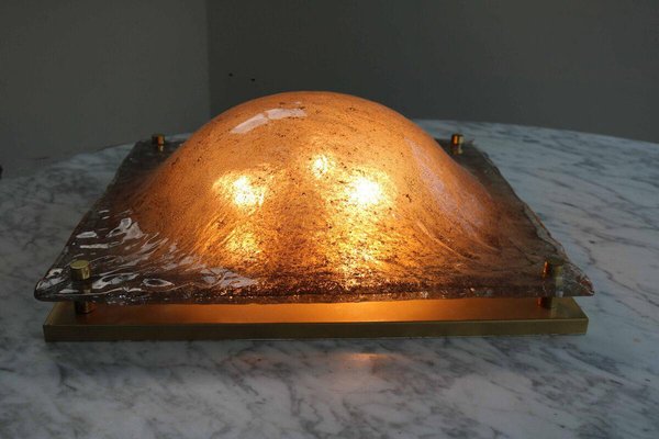 Large Space Age Murano Ice Glass Ceiling Lamp from Kaiser Leuchten, 1970s-FJP-1771600