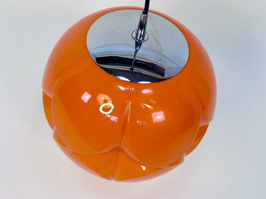 Large Space Age Sculptural Opaline Glass and Chrome Hanging Lamp from Peill & Putzler, Germany, 1960s-JP-1811950