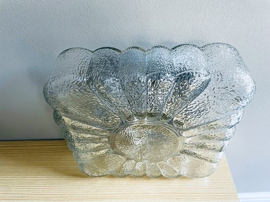 Large Spanish Square Clear Textured Glass Flush Mount Lamp, 1970s-SCS-1822216