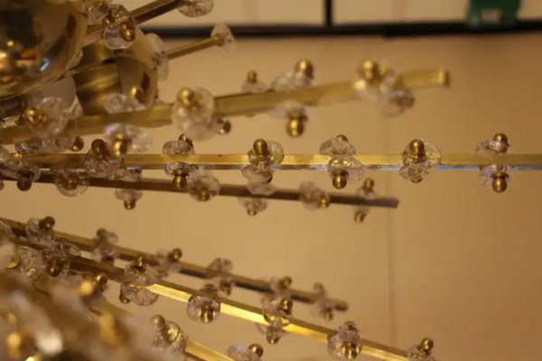 Large Sputnik Chandelier in Brass, 1970s-YF-1725320