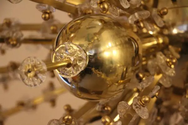 Large Sputnik Chandelier in Brass, 1970s-YF-1725320