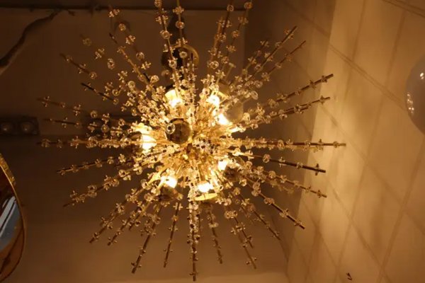 Large Sputnik Chandelier in Brass, 1970s-YF-1725320