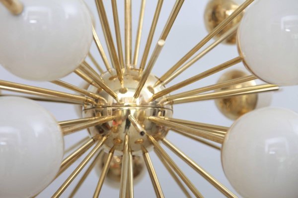 Large Sputnik Murano Glass and Brass Chandelier, 1980s-VLZ-631859