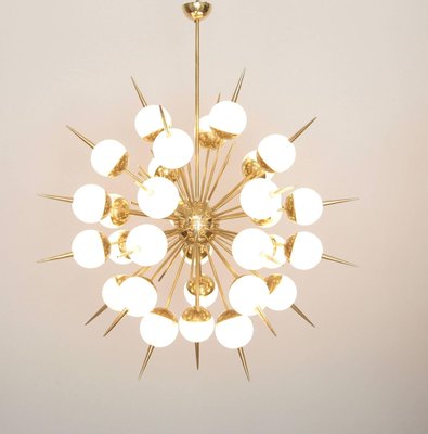 Large Sputnik Murano Glass and Brass Chandelier, 1980s-VLZ-631859