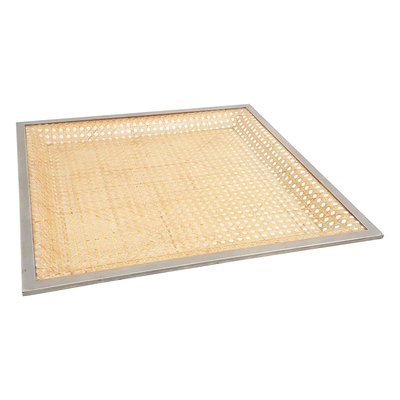 Large Square Acrylic Glass and Rattan Tray-FO-824590