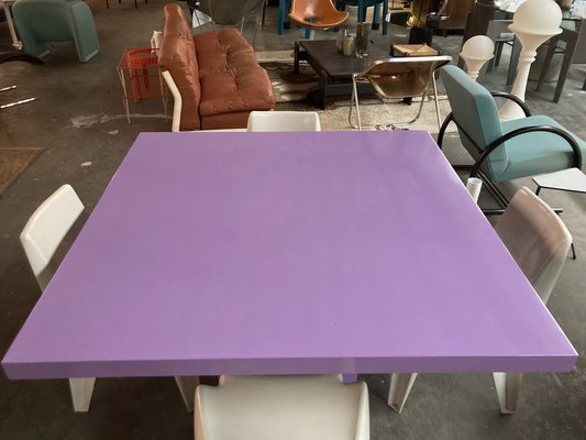 Large Square Dining Table in Metal, 1970s-QVY-1796497