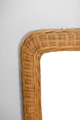 Large Square Wicker Mirror Hand Wrapped by Hand, Italy, 1980s-MNF-1752526