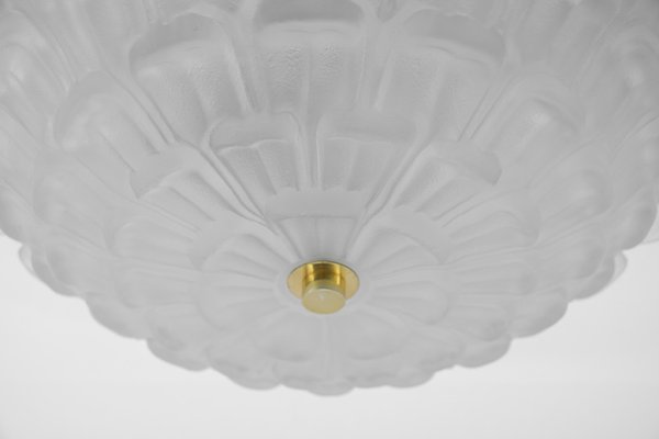 Large Stepped Satin Glass Flush Mount, Germany, 1960s-KQB-1694615