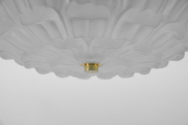 Large Stepped Satin Glass Flush Mount, Germany, 1960s-KQB-1694615