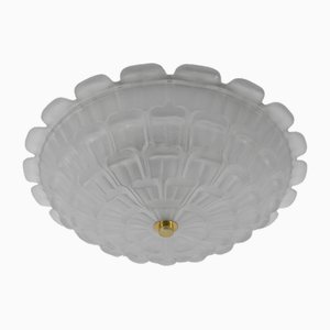 Large Stepped Satin Glass Flush Mount, Germany, 1960s-KQB-1694615