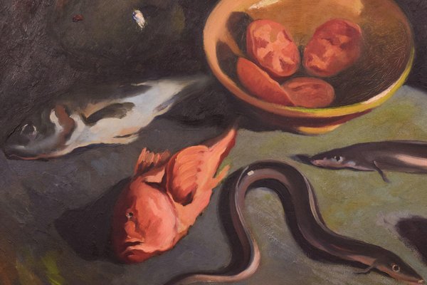 Large Still Life, Study of Fish and Oysters, 1944, Oil on Canvas-AOI-1115636