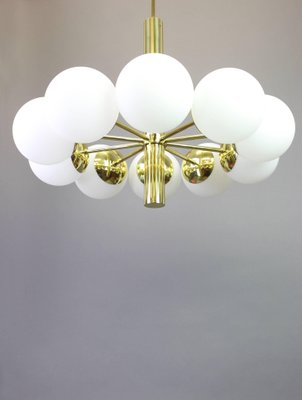 Large Stunning Kaiser Sputnik Opal Glass Globes Chandelier, Germany, 1970s-UGR-1085665