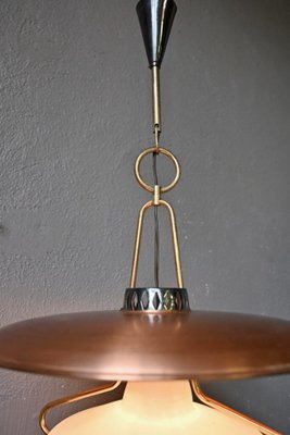 Large Suspension Lantern in Glass and Golden Brass, 1950s-AIU-1798146