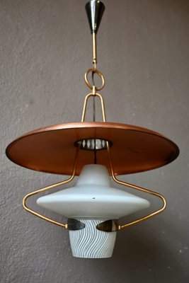 Large Suspension Lantern in Glass and Golden Brass, 1950s-AIU-1798146