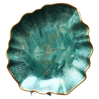 Large Swedish Art Deco Leaf-Shaped Green Lustre Centrepiece by Josef Ekberg for Gustavsberg, 1929-RUK-1758033