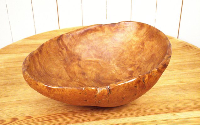 Large Swedish Folklore Birch Burl Wooden Bowl, 1890s-UDU-1807781