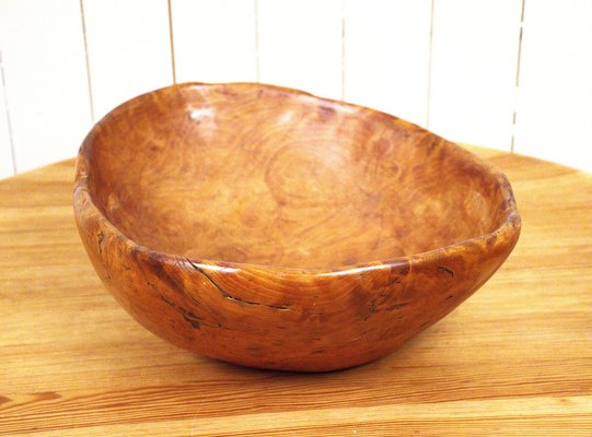 Large Swedish Folklore Birch Burl Wooden Bowl, 1890s-UDU-1807781