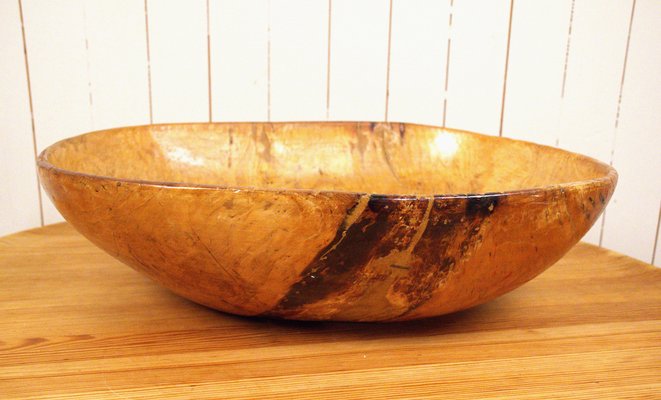 Large Swedish Folklore Birch Wooden Bowl, 1890s-UDU-1807766