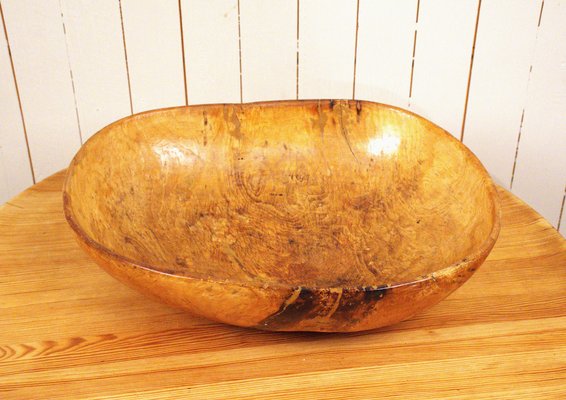 Large Swedish Folklore Birch Wooden Bowl, 1890s-UDU-1807766