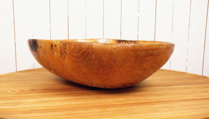 Large Swedish Folklore Birch Wooden Bowl, 1890s-UDU-1807766