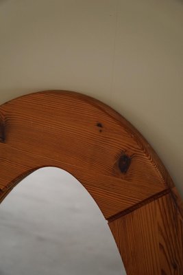 Large Swedish Oval Wall Mirror in Pine from Glasmäster Markaryd, 1960s-MXF-1419290