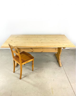 Large Swedish Pinewood Dining Table, 1980s-QFU-1194167