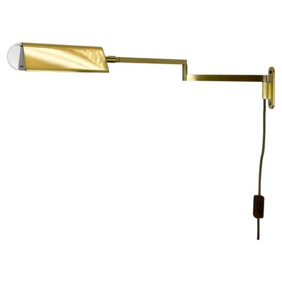 Large Swing Arm Brass & Acrylic Glass Wall Light in the style of Stilnovo, Italy, 1970s-QZ-1813060