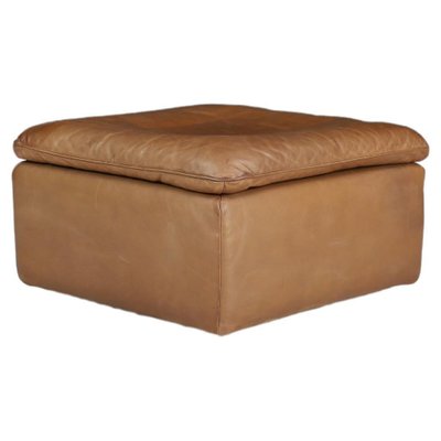 Large Swiss Pouf in Patinated Cognac Leather from De Sede, 1970s-TRW-1797090