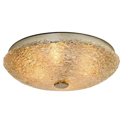 Large Thick Textured Glass Flushmount Ceiling Light from Kaiser, Germany, 1960s-VDW-1274188