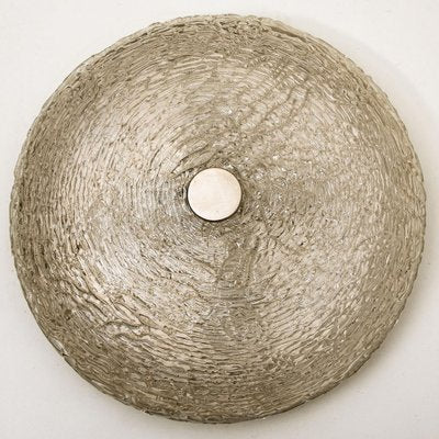 Large Thick Textured Glass Flushmount Ceiling Light from Kaiser, Germany, 1960s-VDW-1274188