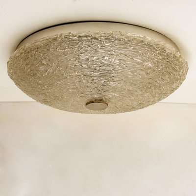 Large Thick Textured Glass Flushmount Ceiling Light from Kaiser, Germany, 1960s-VDW-1274188