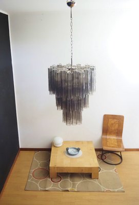 Large Three-Tier Venini Murano Glass Tube Chandelier with 48 Smoked Glasses, 1990s-FHZ-1818508