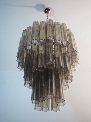 Large Three-Tier Venini Murano Glass Tube Chandelier with 48 Smoked Glasses, 1990s-FHZ-1818508