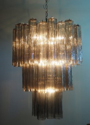 Large Three-Tier Venini Murano Glass Tube Chandelier with 48 Smoked Glasses, 1990s-FHZ-1818508