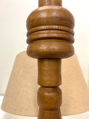 Large Turned Oak Table Lamp, 1960s-WZZ-1388691