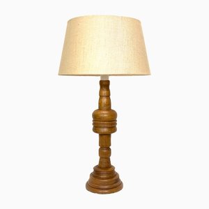 Large Turned Oak Table Lamp, 1960s-WZZ-1388691